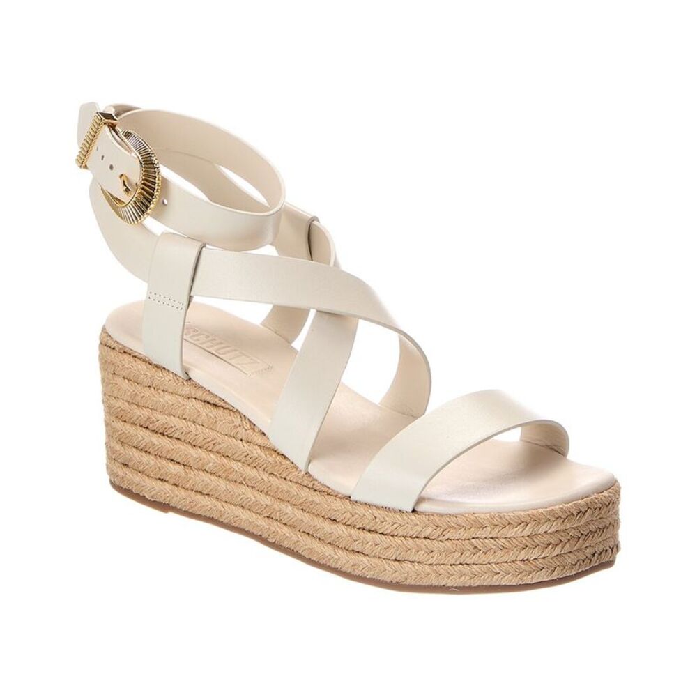 Schutz Harper Leather Flatform Sandal, White